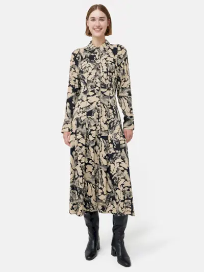 Jigsaw + Ink Wave Satin Shirt Dress