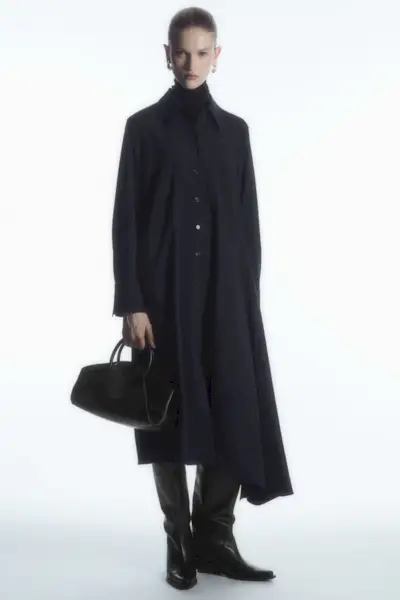 COS + Asymmetric Wool Shirt Dress