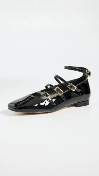 Luke Onix Black Leather Ballet Flats