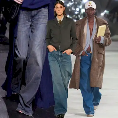 Woman in wide-leg jeans