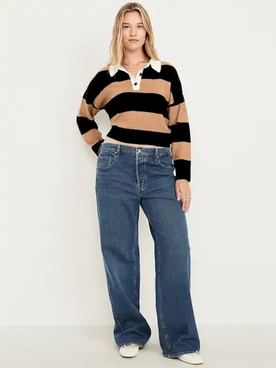 Mid-Rise Slouchy Wide-Leg Jeans