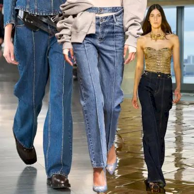 Women in jeans with front seams