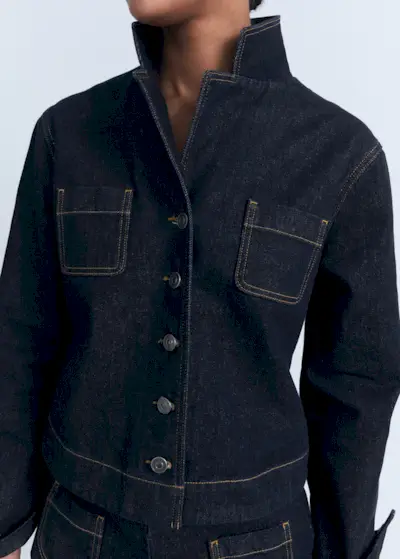 Fitted Denim Jacket With Pockets - Women | Mango Usa