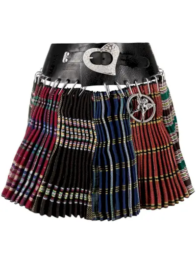 Chopova Lowena + Pleated Tartan Mini Skirt