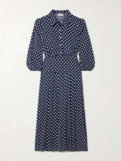 Polka-Dot Crepe De Chine Midi Shirt Dress