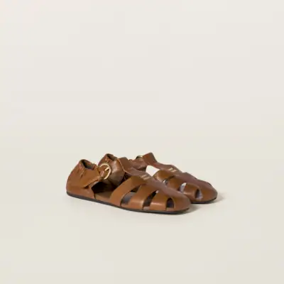 Ruches Nappa Leather Fisherman's Sandals