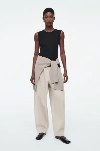 Barrel-Leg Cotton Trousers