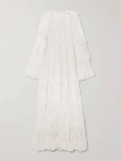 Tiered Ruffled Lace Maxi Dress