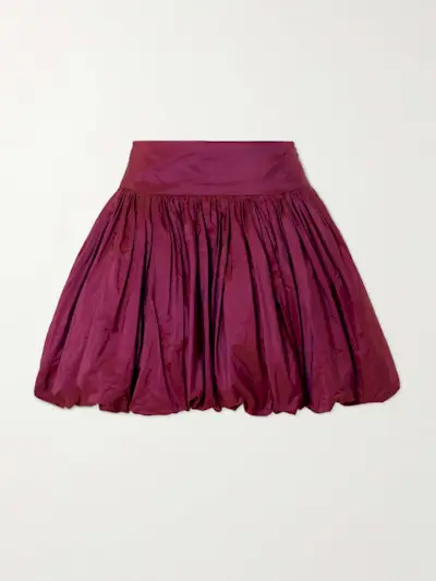 Wilder Gathered Taffeta Mini Skirt