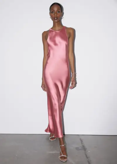 Slim Satin Midi Dress