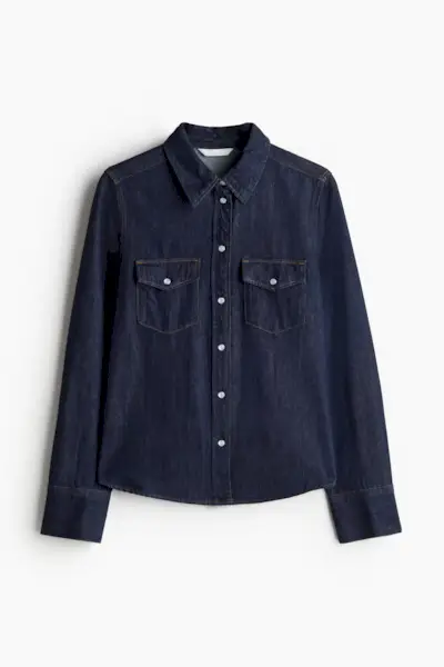 a dark wash denim shirt