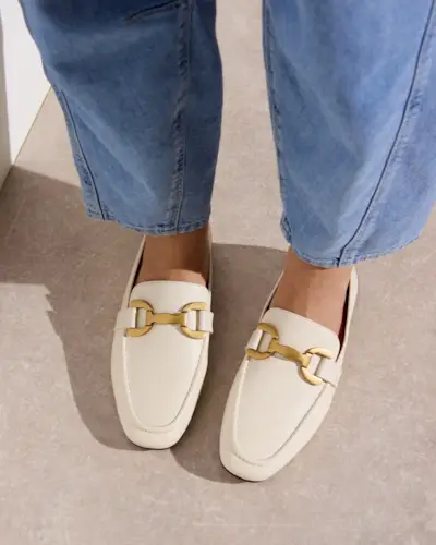 Bibi Lou Vela Ecru Cream Leather Loafers | Oliver Bonas