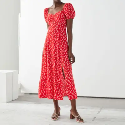 & Other Stories + Flowy Puff Sleeve Midi Dress