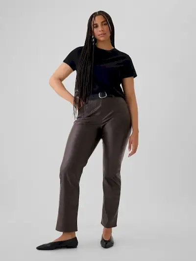 High Rise Recycled Vegan Leather '90s Straight Pants