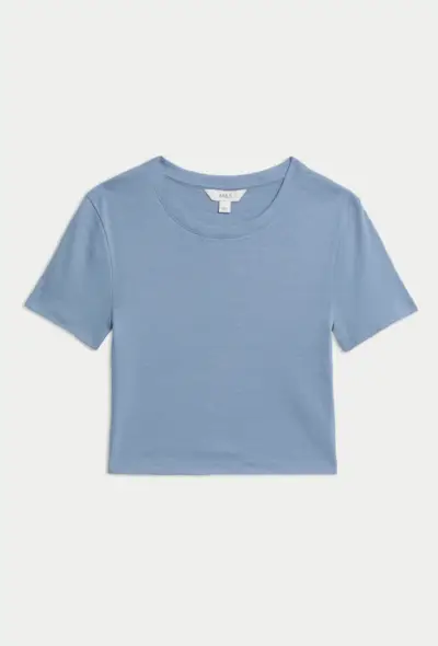 Leather Rounded-Point Toe Ballet Flats in Taupe