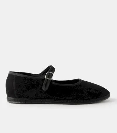 Vibi Venezia + Blanket-Stitched Suede Mary Jane Flats