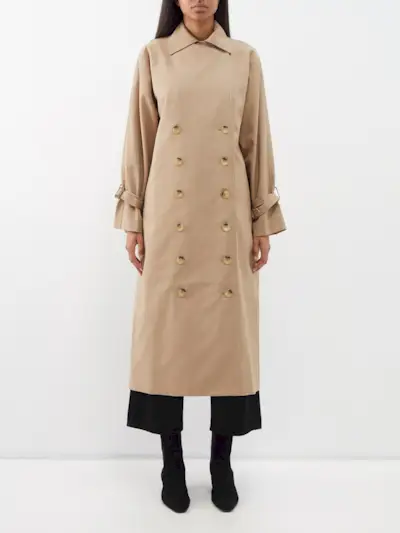 Toteme + Double-Breasted Cotton-Blend Gabardine Trench Coat
