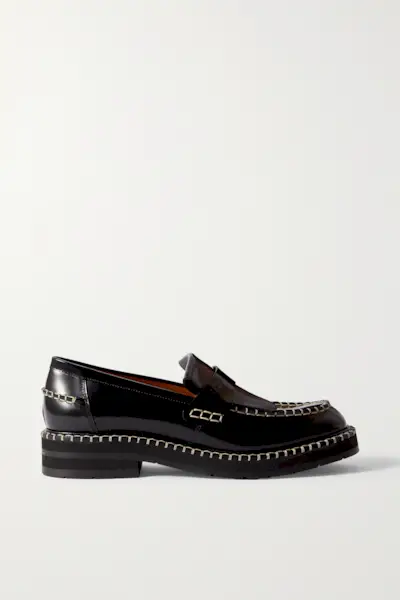 Noua Fringed Whipstitched Leather Loafers
