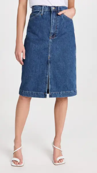 Frame + Front Slit Midi Skirt