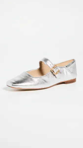 Silver Mary Jane Flats