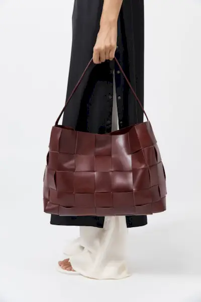 Woven Large Tote - Plum