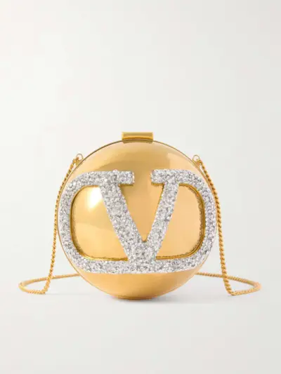 Vlogo Crystal-Embellished Gold-Tone Clutch