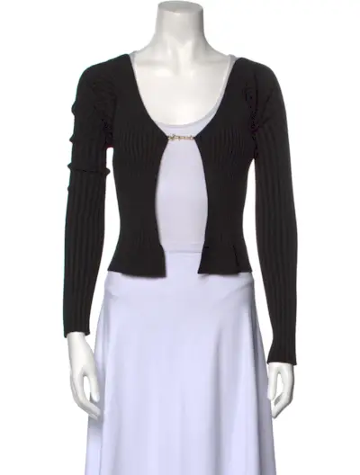 Jacquemus + Scoop Neck Long Sleeve Crop Top