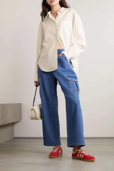 Frankie Shop + Lui Oversized Pinstriped Crepe Shirt