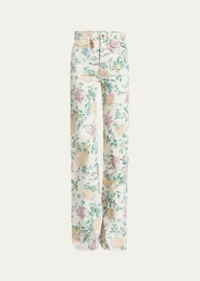 Floral High Rise Flared Jeans