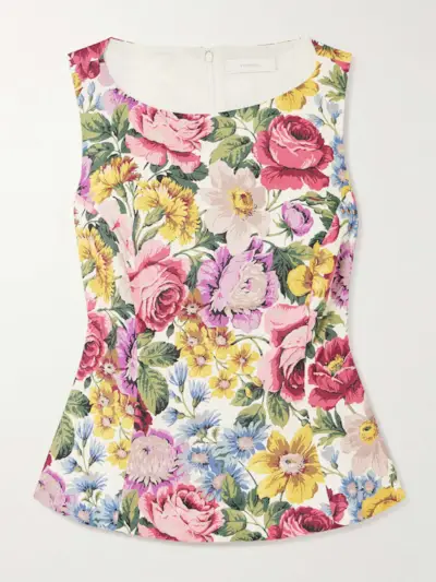 Ana Floral-Print Linen Top