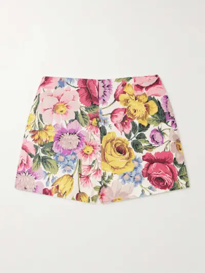 Lila Floral-Print Linen Shorts