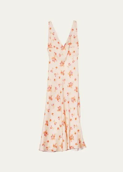 Tejat Floral V-Neck Midi Dress