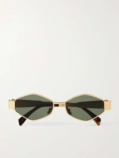 Triomphe Hexagon-Frame Gold-Tone Sunglasses