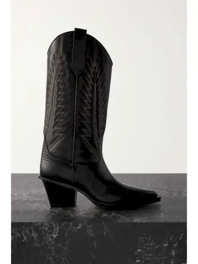 Rosario Embroidered Textured and Croc-Effect Leather Cowboy Boots