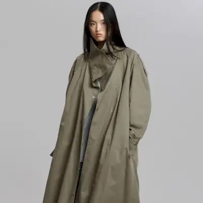Lottie Wing Collar Trench Coat - Olive
