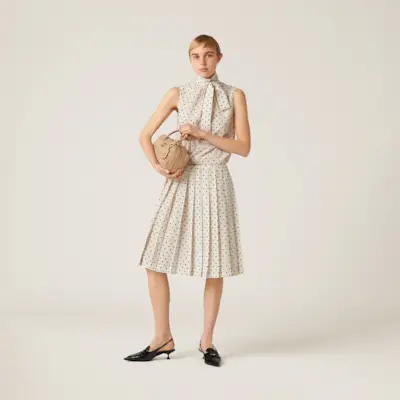 Polka-Dot Crepe De Chine Skirt