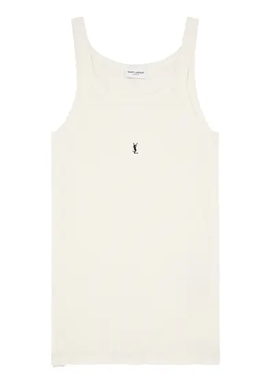 Logo-Embroidered Ribbed Cotton Tank