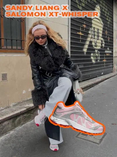 Influencer wearing Sandy Liang x Salomon XT-Whisper sneakers.