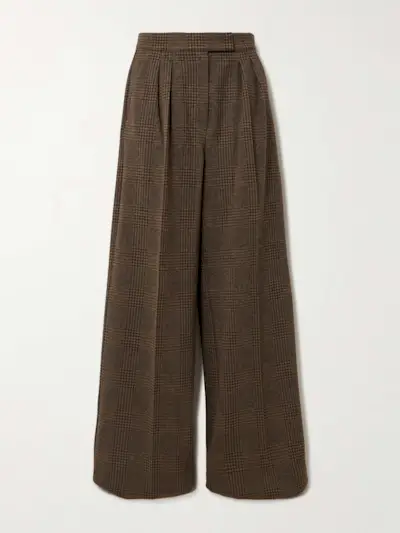 Ponza Houndstooth Cotton-Blend Wide-Leg Pants