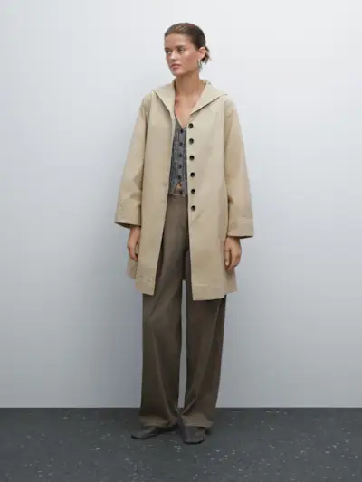 100% Cotton Sailor Collar Trench Coat