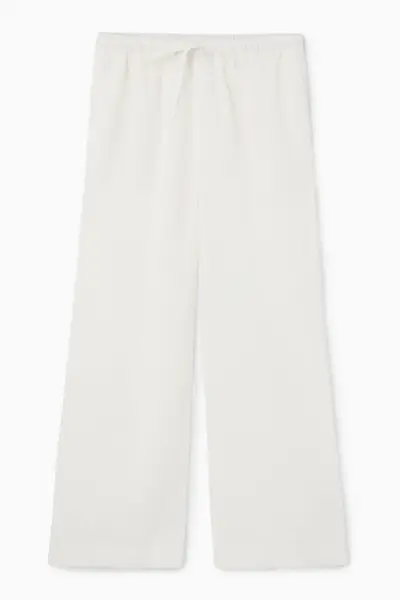 Wide-Leg Linen Drawstring Trousers