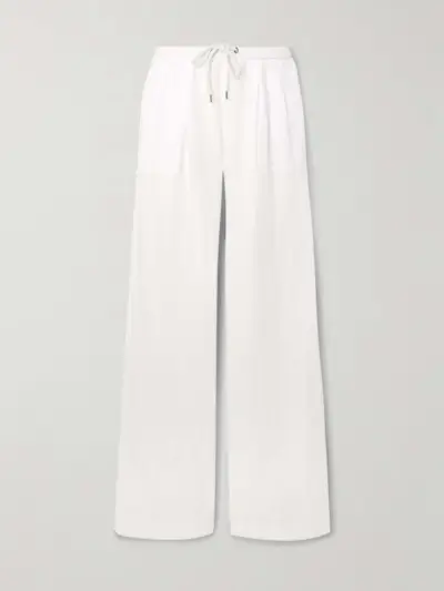Pleated Linen Wide-Leg Pants