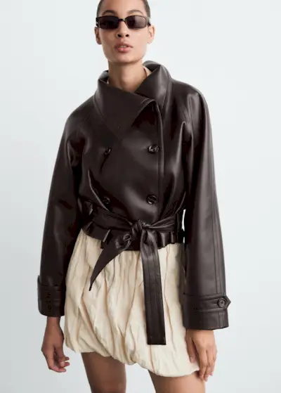 Maxi-Jacket With Leather-Effect Lapels - Women | Mango Usa