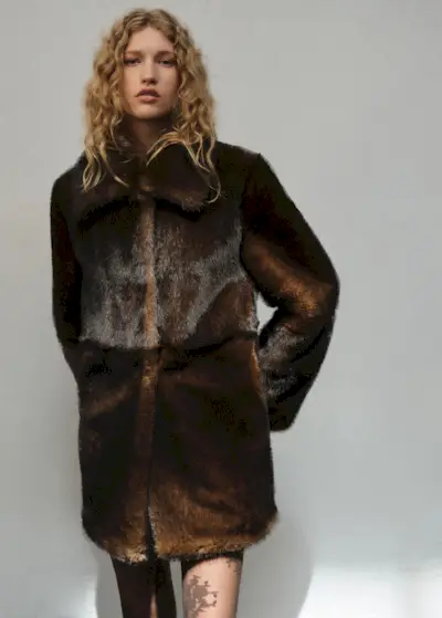 Faux Fur Coat With Shirt Collar - Women | Mango United Kingdom