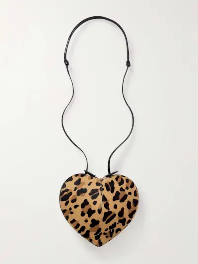 Le Coeur Leopard-Print Leather-Trimmed Calf Hair Shoulder Bag