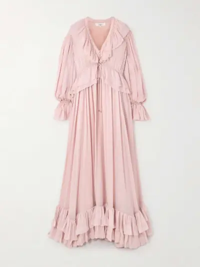 Ruffled Silk-Chiffon Gown