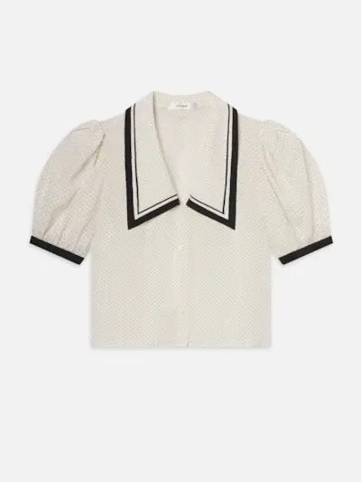 The Polka Dot Sailor Blouse -- Cream Multi