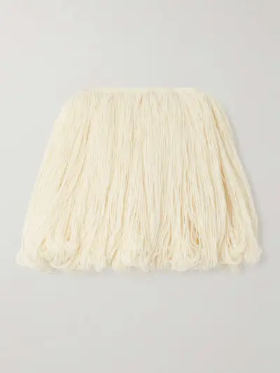 Fringed Wool-Blend Mini Skirt