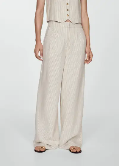 Striped Linen Suit Pants