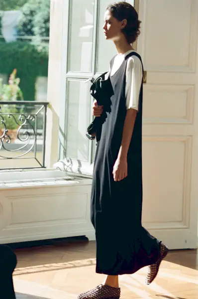 Models walk The Row spring/summer 2024 runway in jelly flats